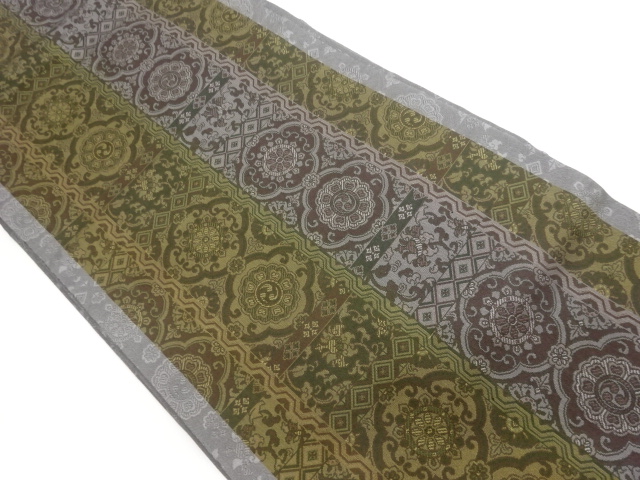 縞に華文模様織出し名古屋帯